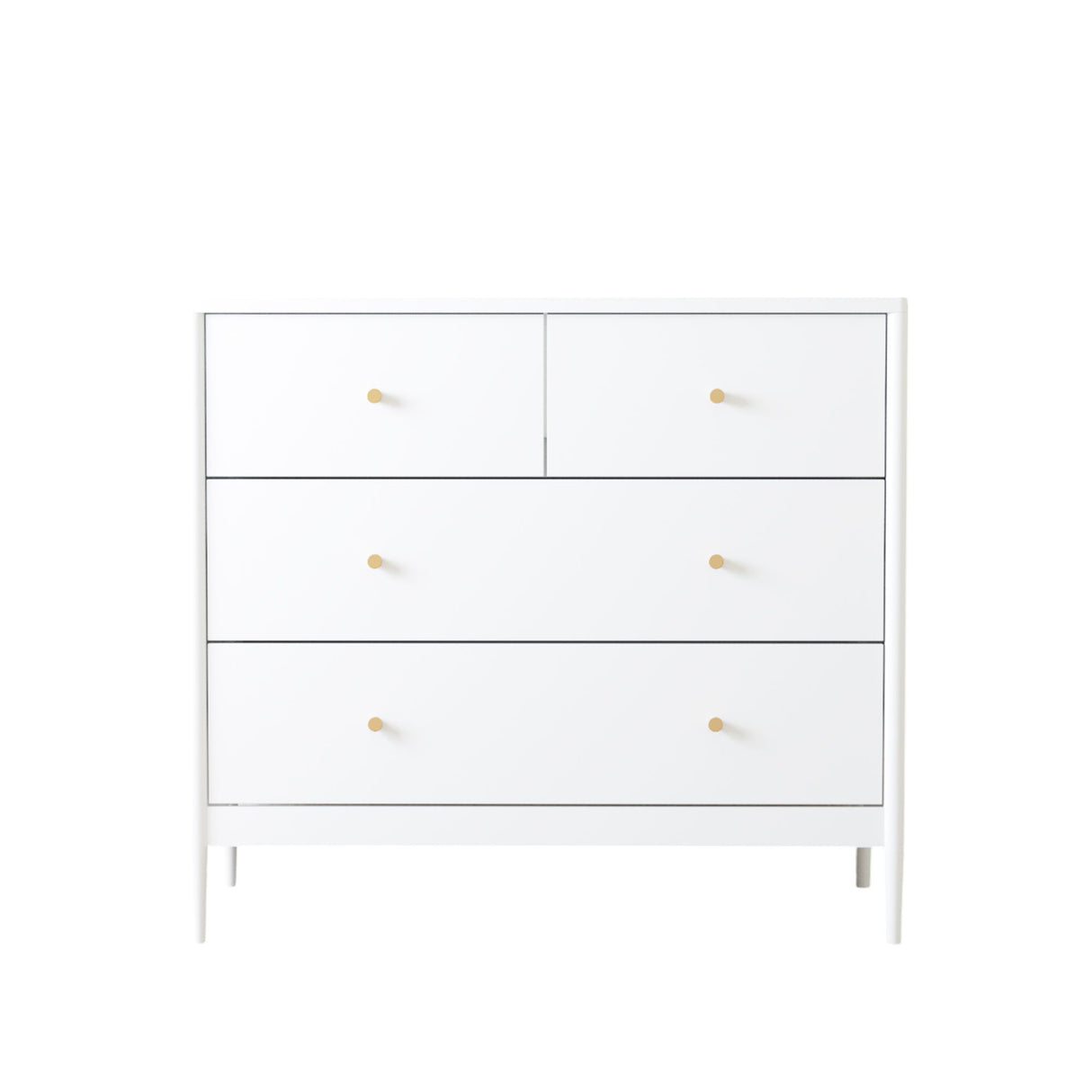 4 Drawer Kids Dresser With Antique Brass Pulls - White