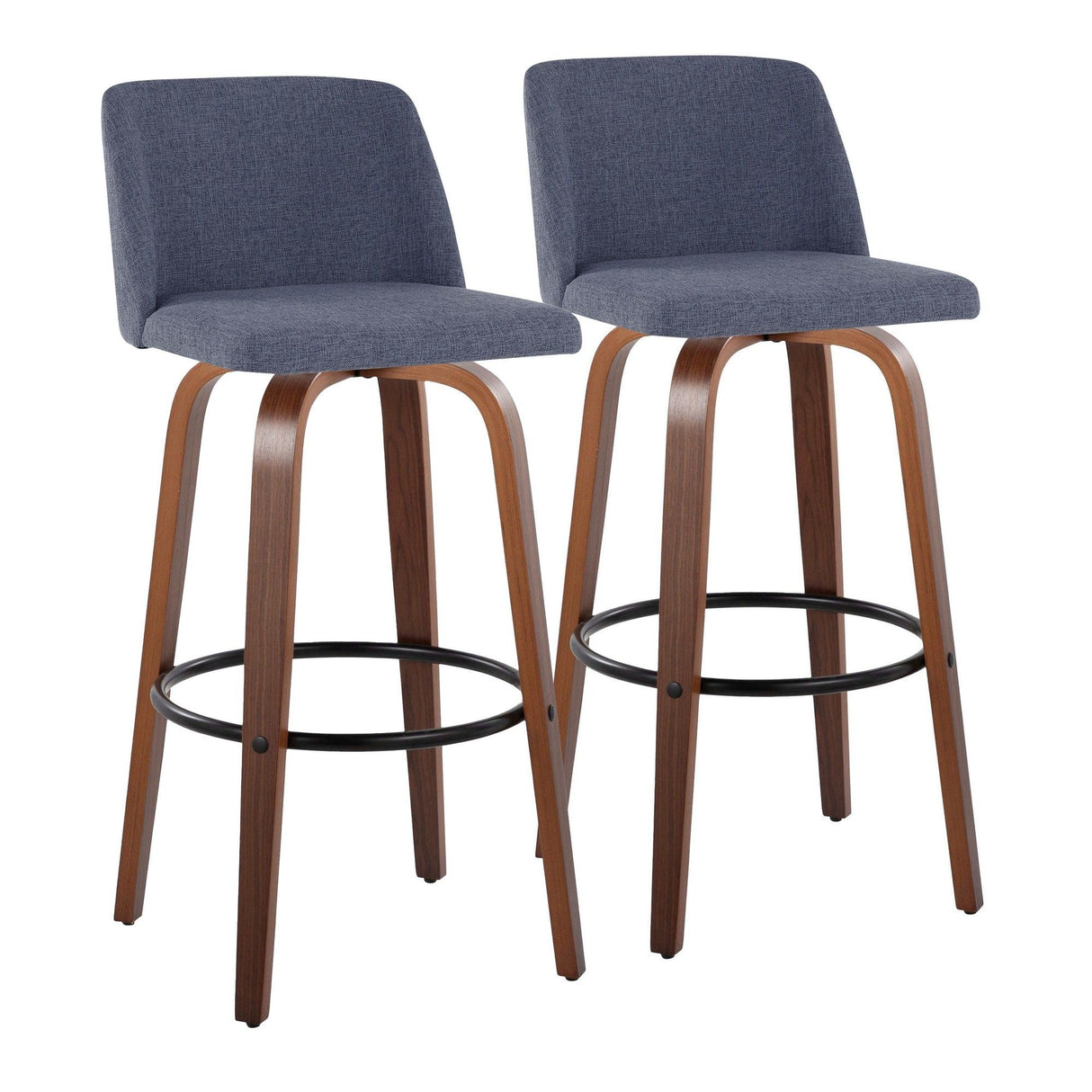 Toriano - 30" Faux Leather Fixed-Height Barstool (Set of 2) - Walnut & Chrome Base