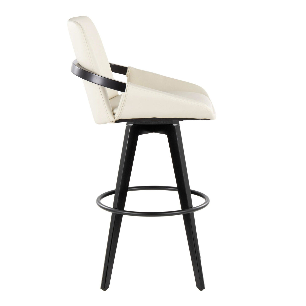 Cosmo - Fixed-Height Barstool (Set of 2) - Black Wood Base, Black Footrest