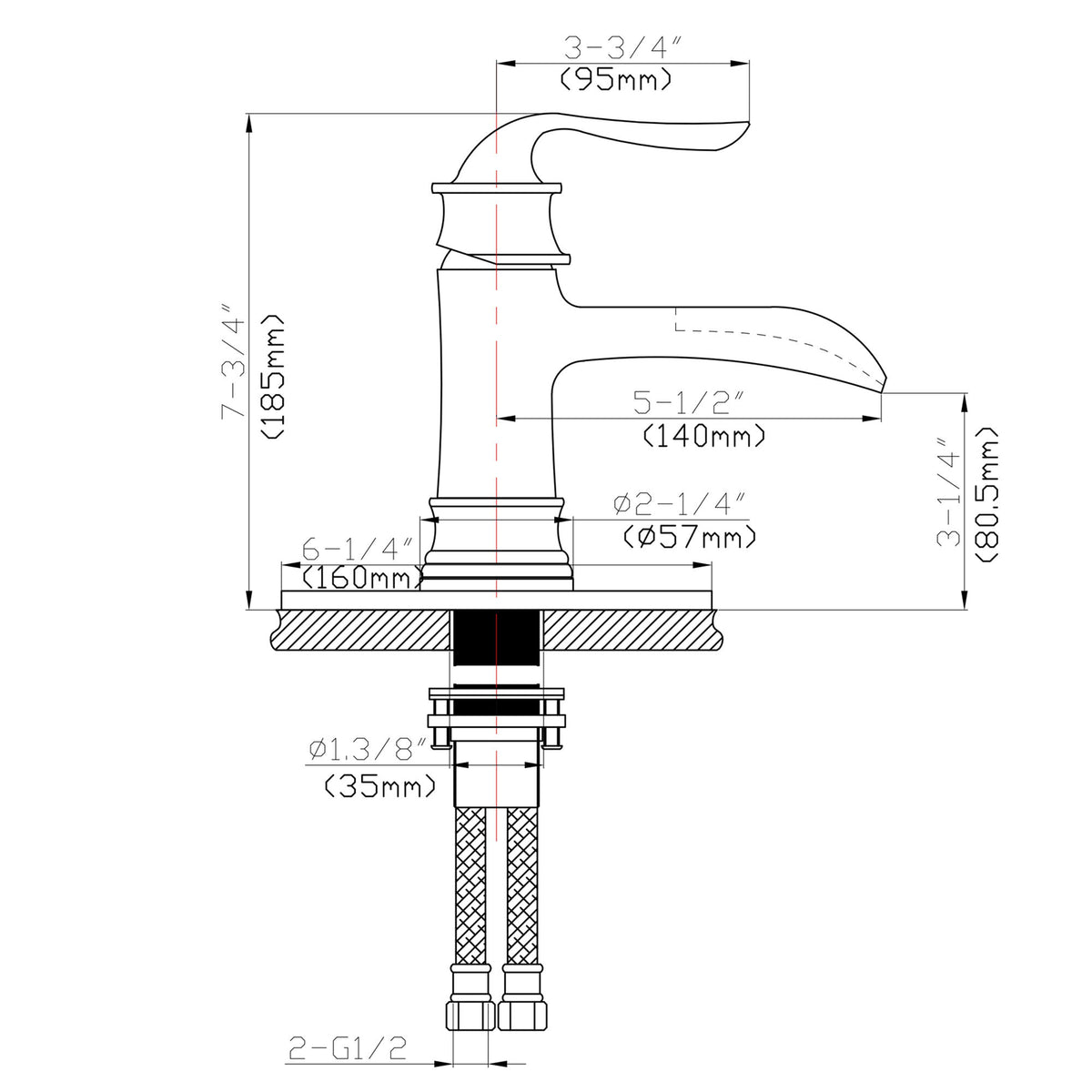 Waterfall Spout Bathroom Faucet With Single Handle And Pop Up Drain - Brushed Nickel