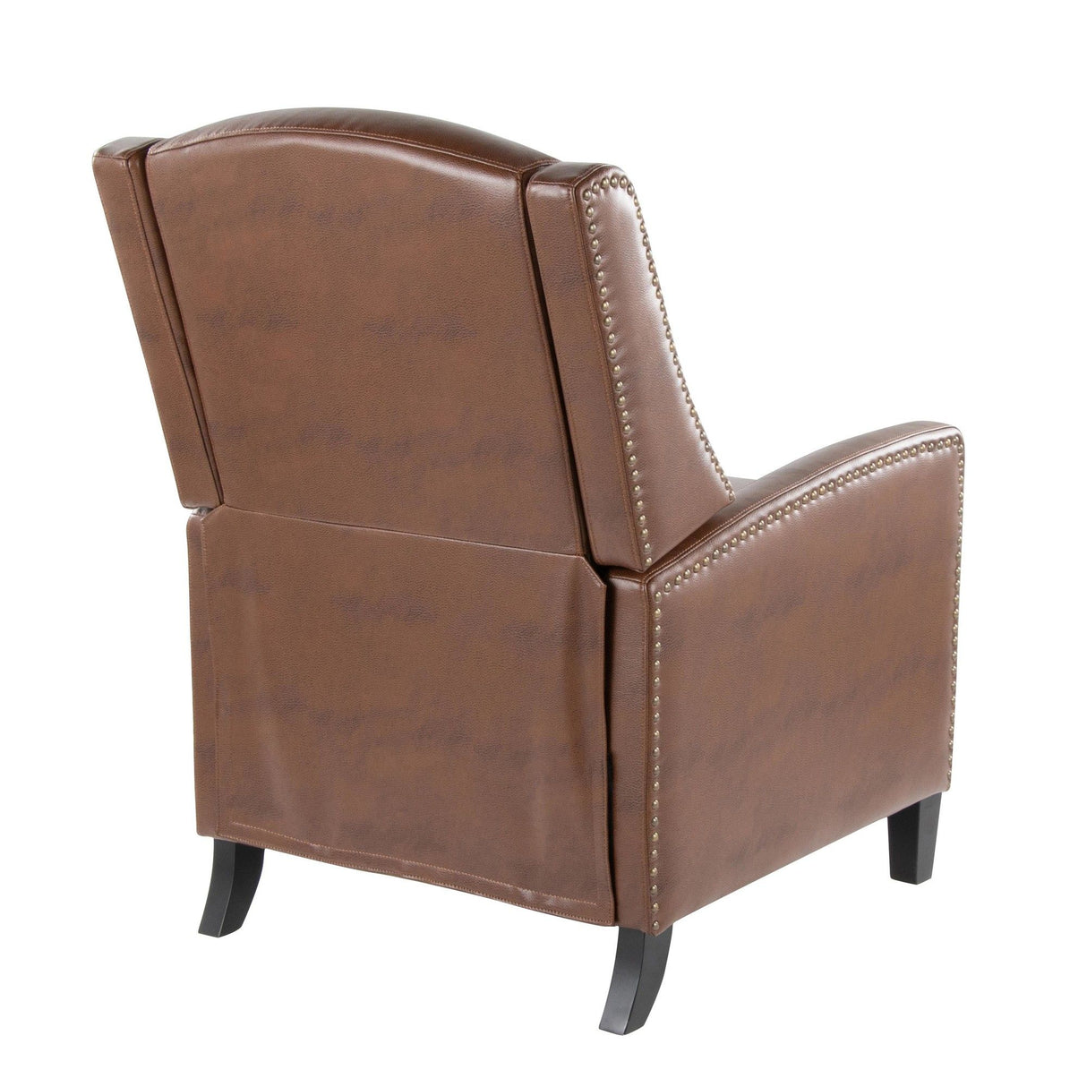 Stanley - Recliner - Black Wood, Brown Faux Leather