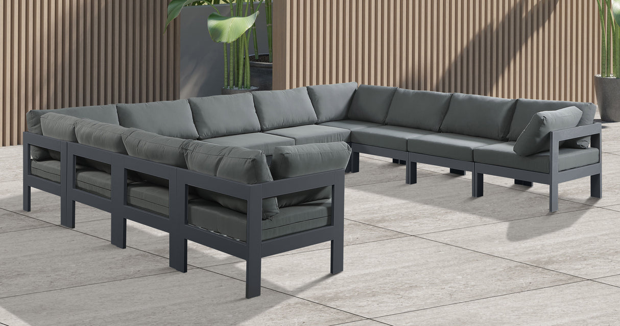 Nizuc - Outdoor Patio 11 Piece Modular Sectional With Gray Frame