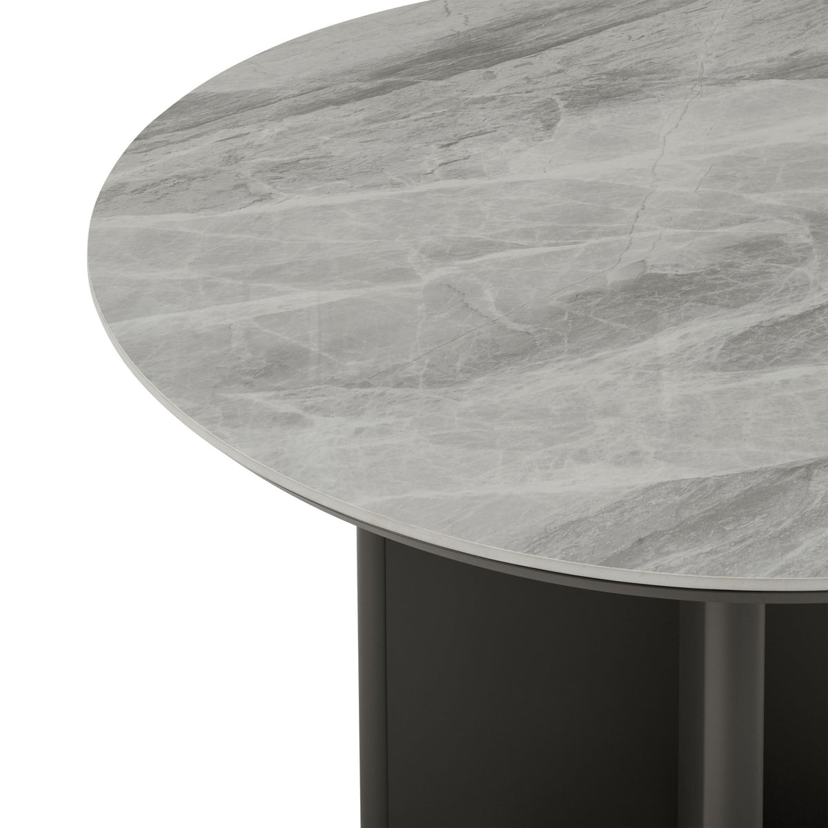 Ciela - Outdoor Round Sintered Stone Dining Table With Sculptural Cross Aluminum Base - Dark Bronze