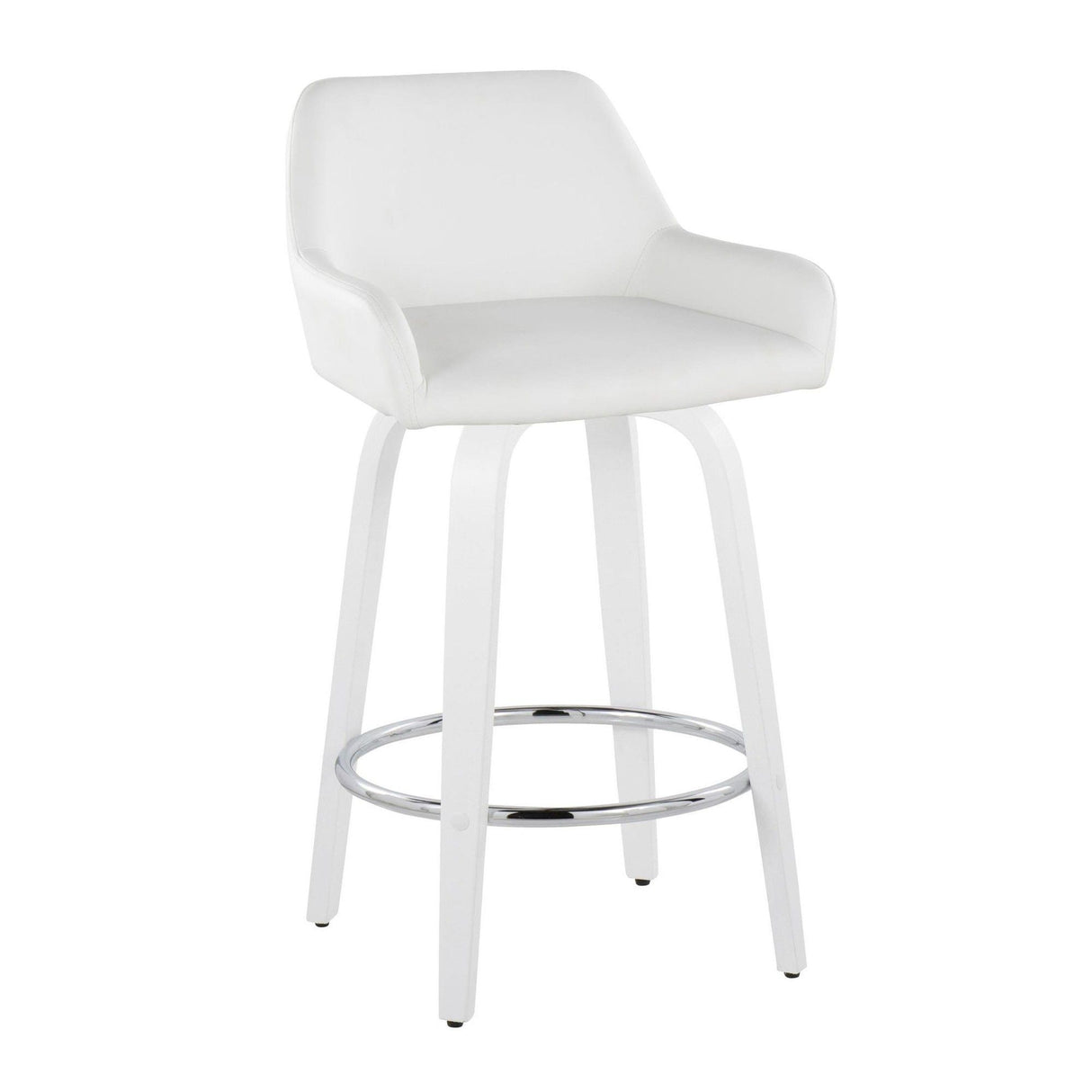 Cinch - Contemporary Fixed-Height Swivel Counter Stool (Set of 2) - White Wood And Round Footrest