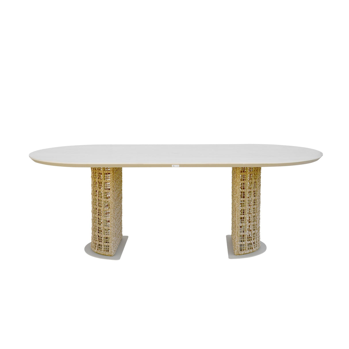 Driftbay - Outdoor Oval Dining Table - White / Natural