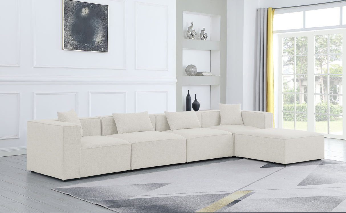 Cube - Linen 5 Piece Modular Sectional With Chaise