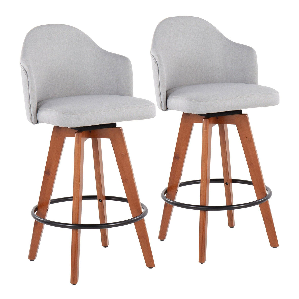 Ahoy - Contemporary Fixed-Height Counter Stool With Walnut Bamboo Frame (Set of 2)