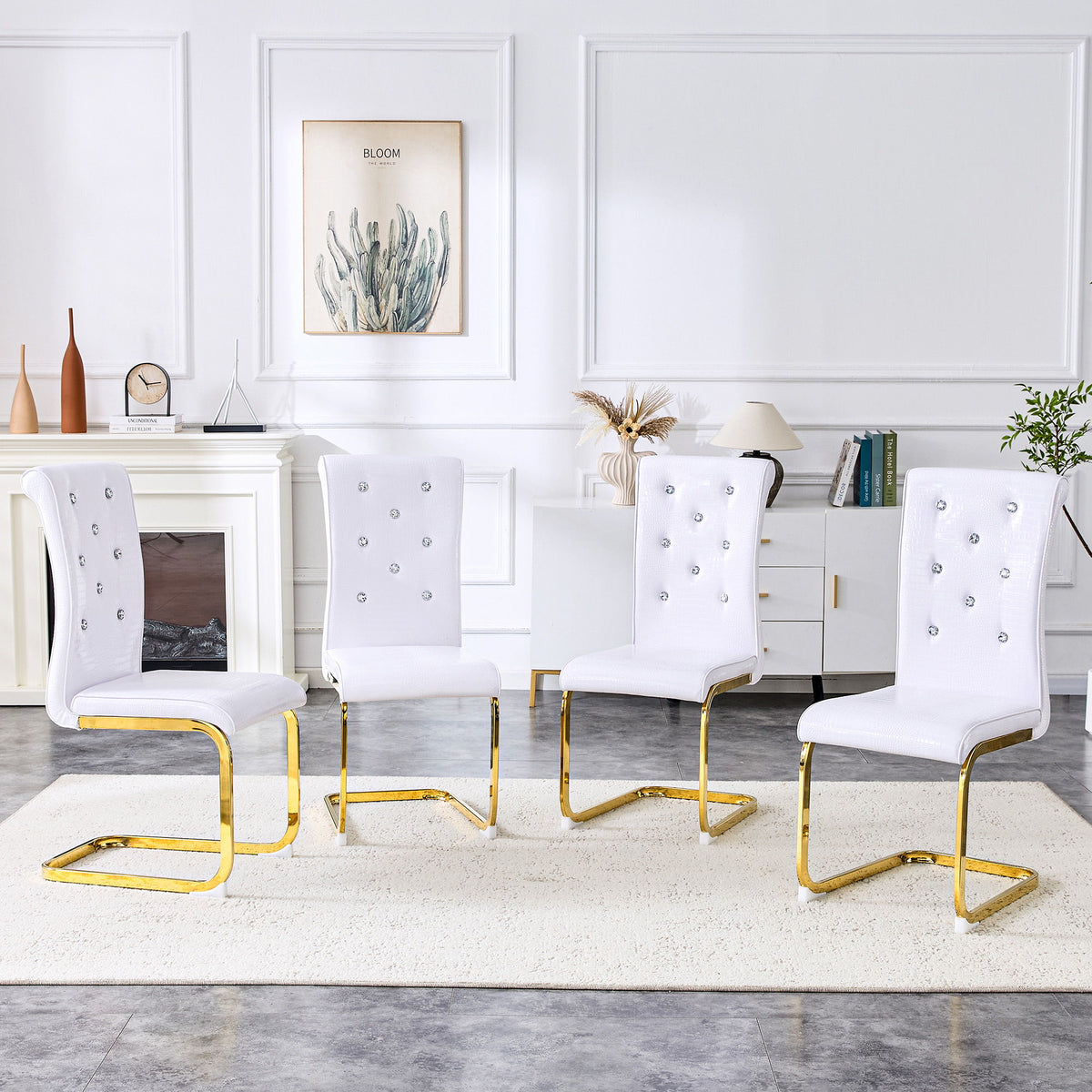 Elegant Design Alligator Skin Upholstered Dining Chairs