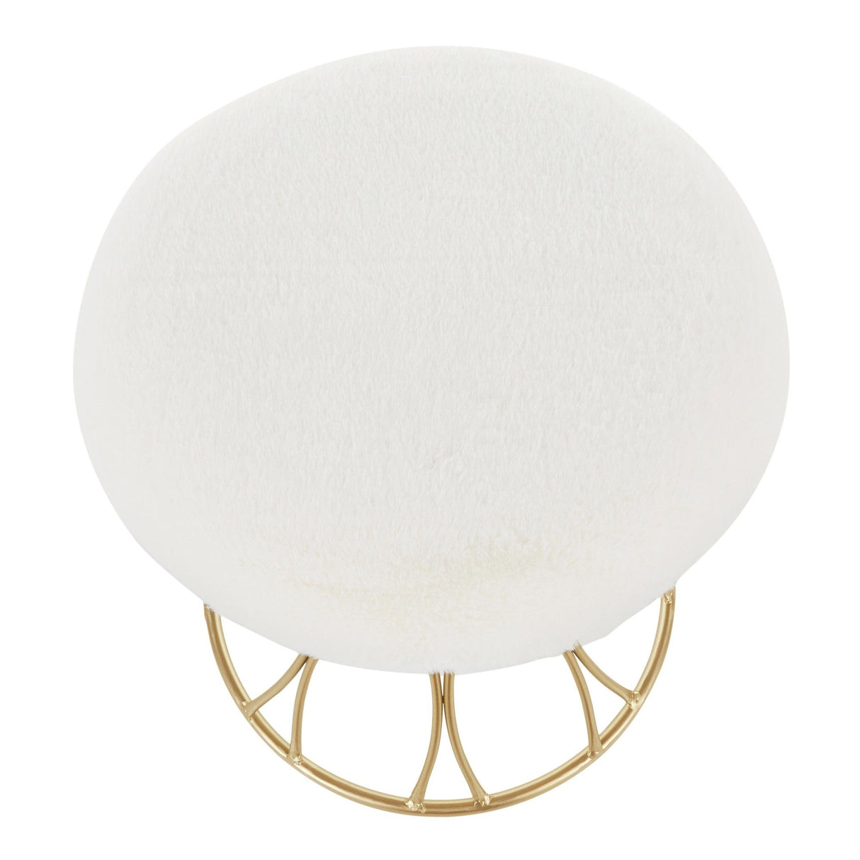 Jasmine - Vanity Stool - Gold Metal And White Plush Fabric - 18"