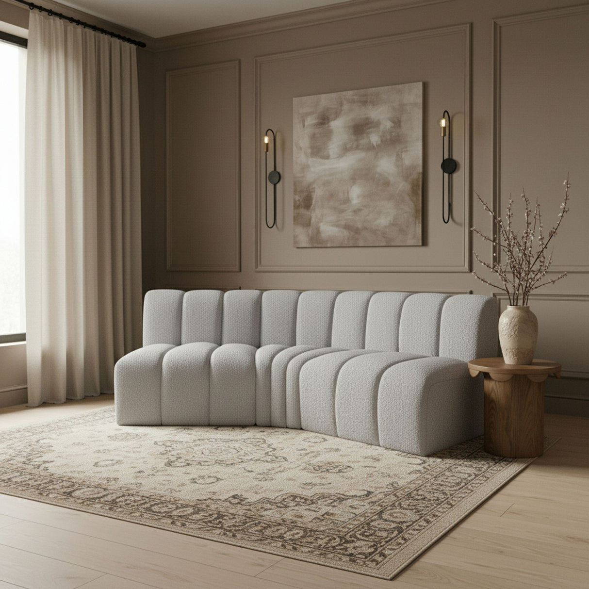 Arc - Boucle Fabric 3 Piece Modular Corner Sofa