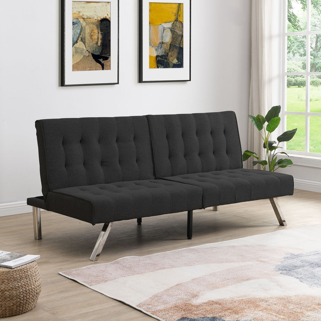 Modern Sofa Bed With Wood Frame And Stainless Legs