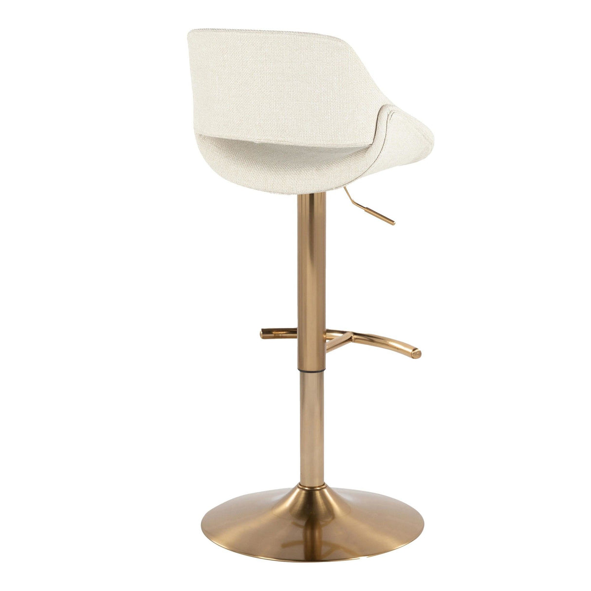 Fabrizzi - Adjustable Barstool With Swivel And Rounded T Footrest (Set of 2) - Gold Metal