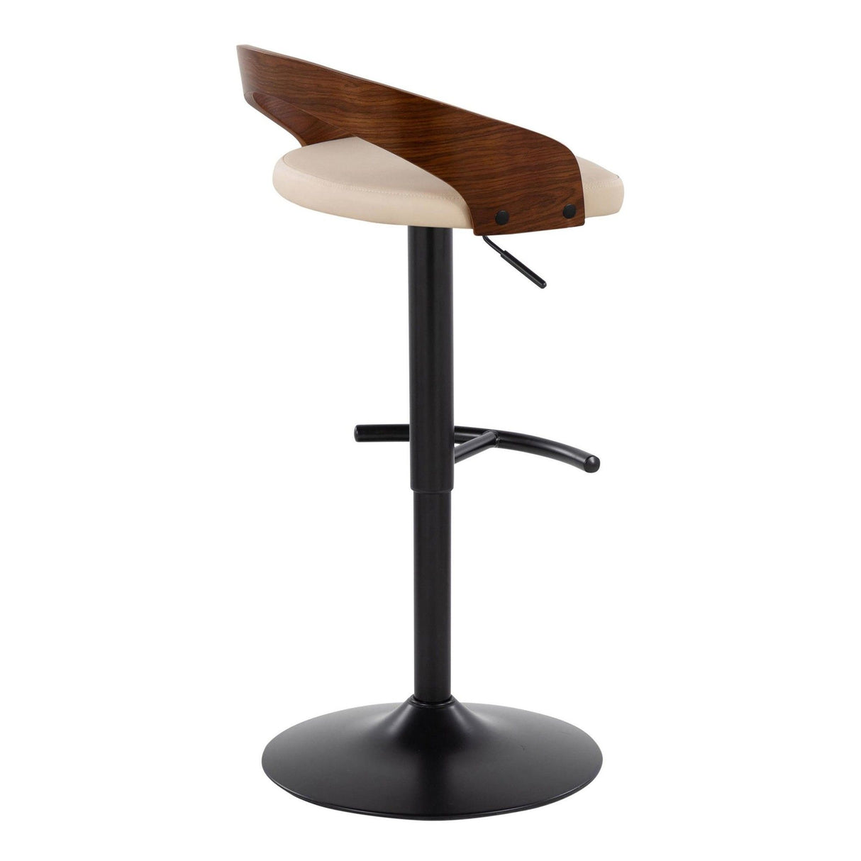 Grotto - Adjustable Barstool - Black Metal, Walnut Wood