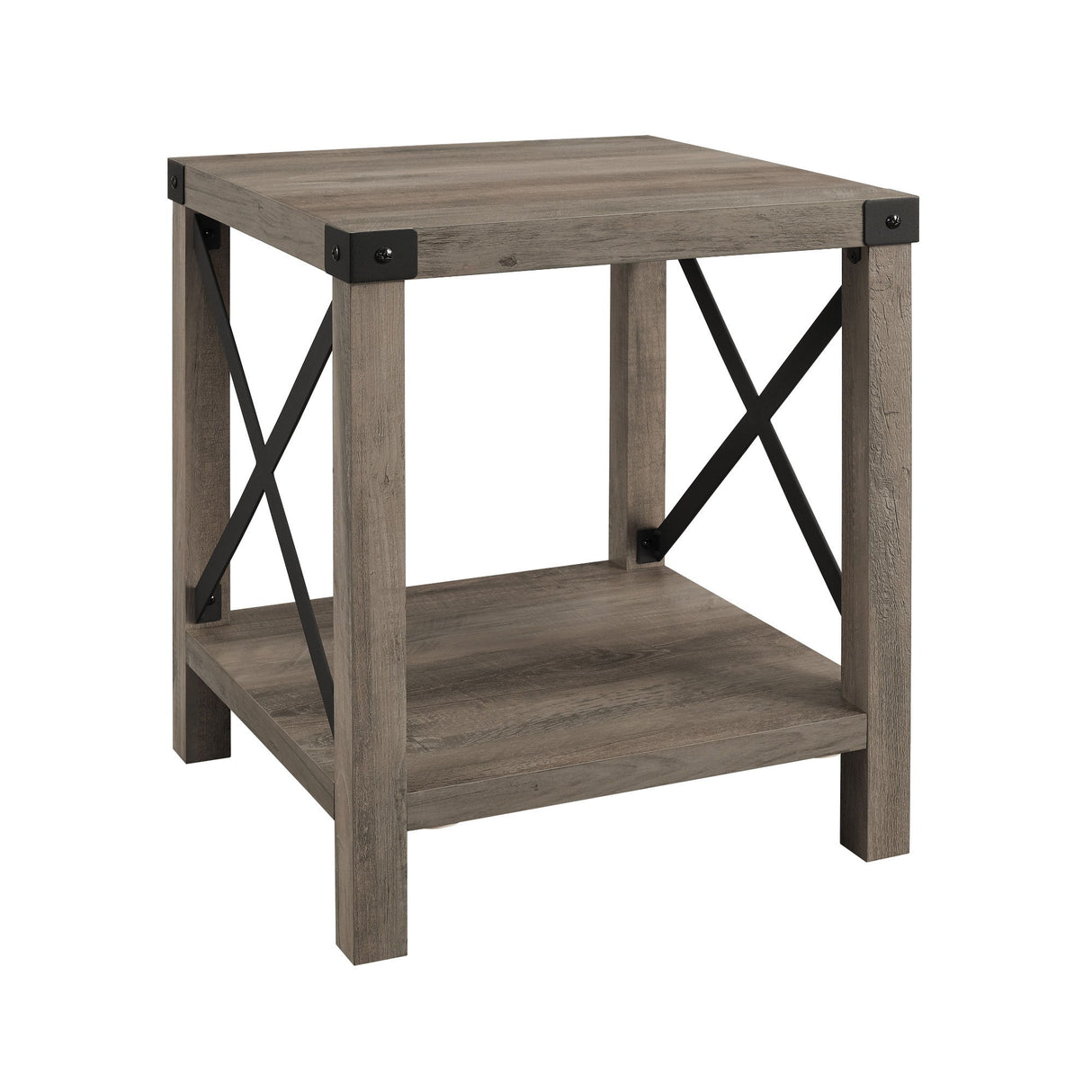 Rustic X 2 Tier Side Table - Gray Wash