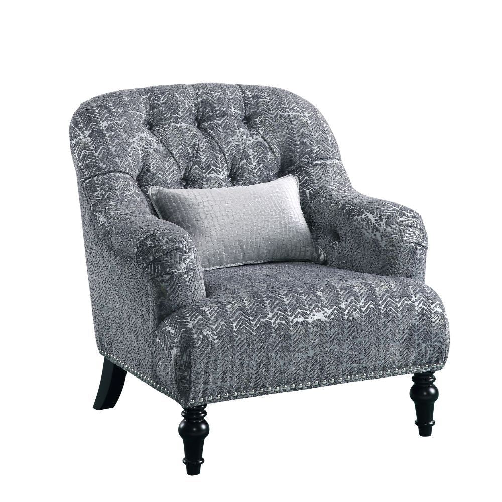 Gaura - Chair With Pillow - Dark Gray Velvet