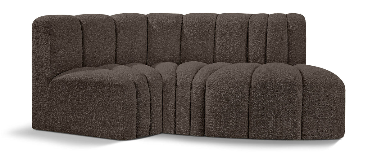 Arc - Boucle Fabric 3 Piece Modular L-Shaped Sofa