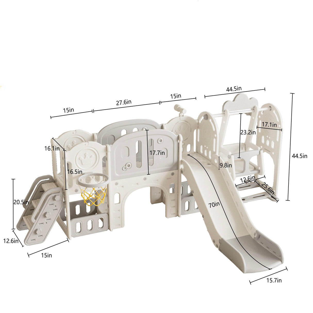 Toddler Slide Kids Playground With Basketball Hoop And Swing