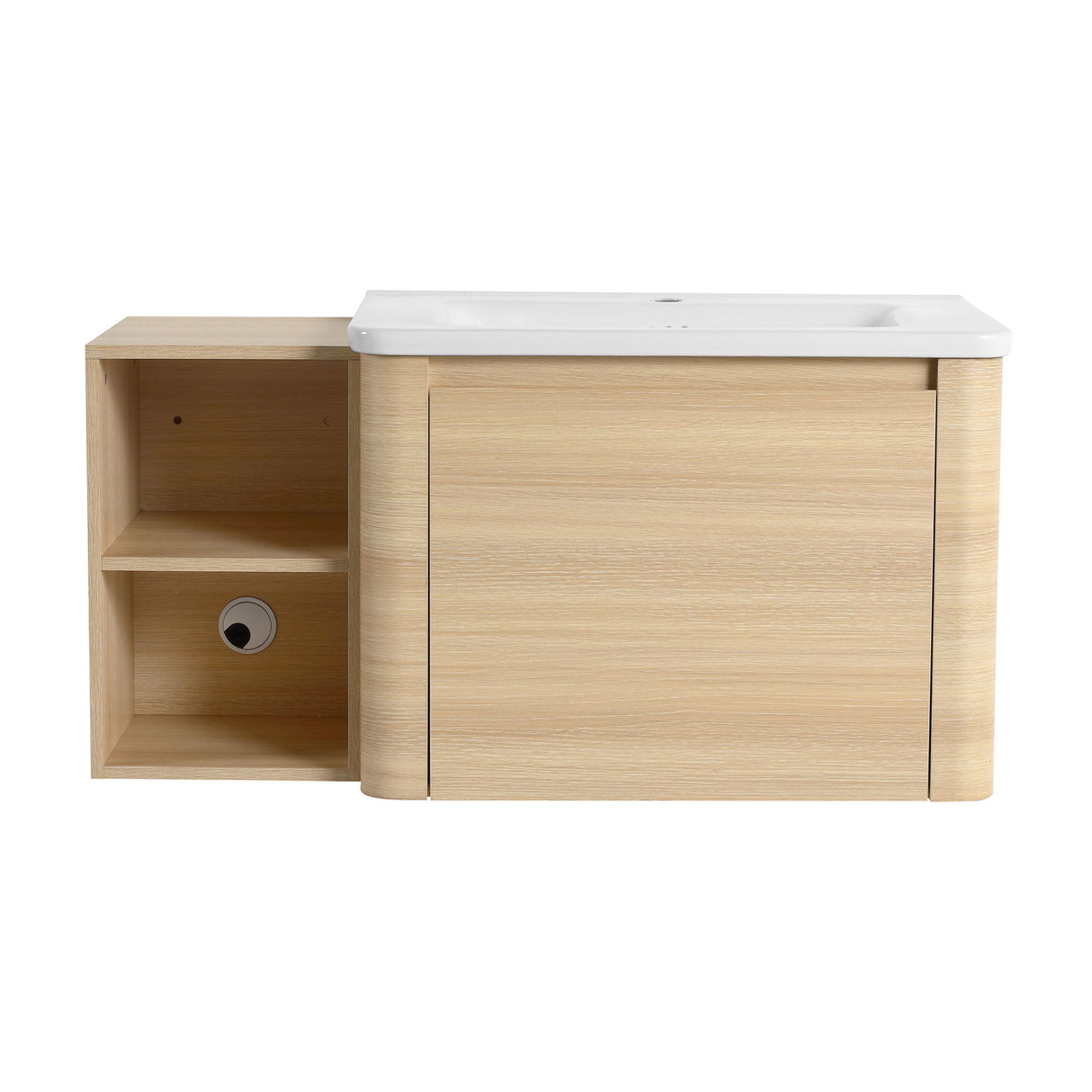 Wall Mounted Bathroom Vanity & Sink, Storage Shelves & Soft Close Door