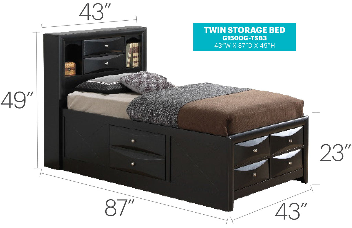 Marilla - Storage Bed With Bookcase Headboard