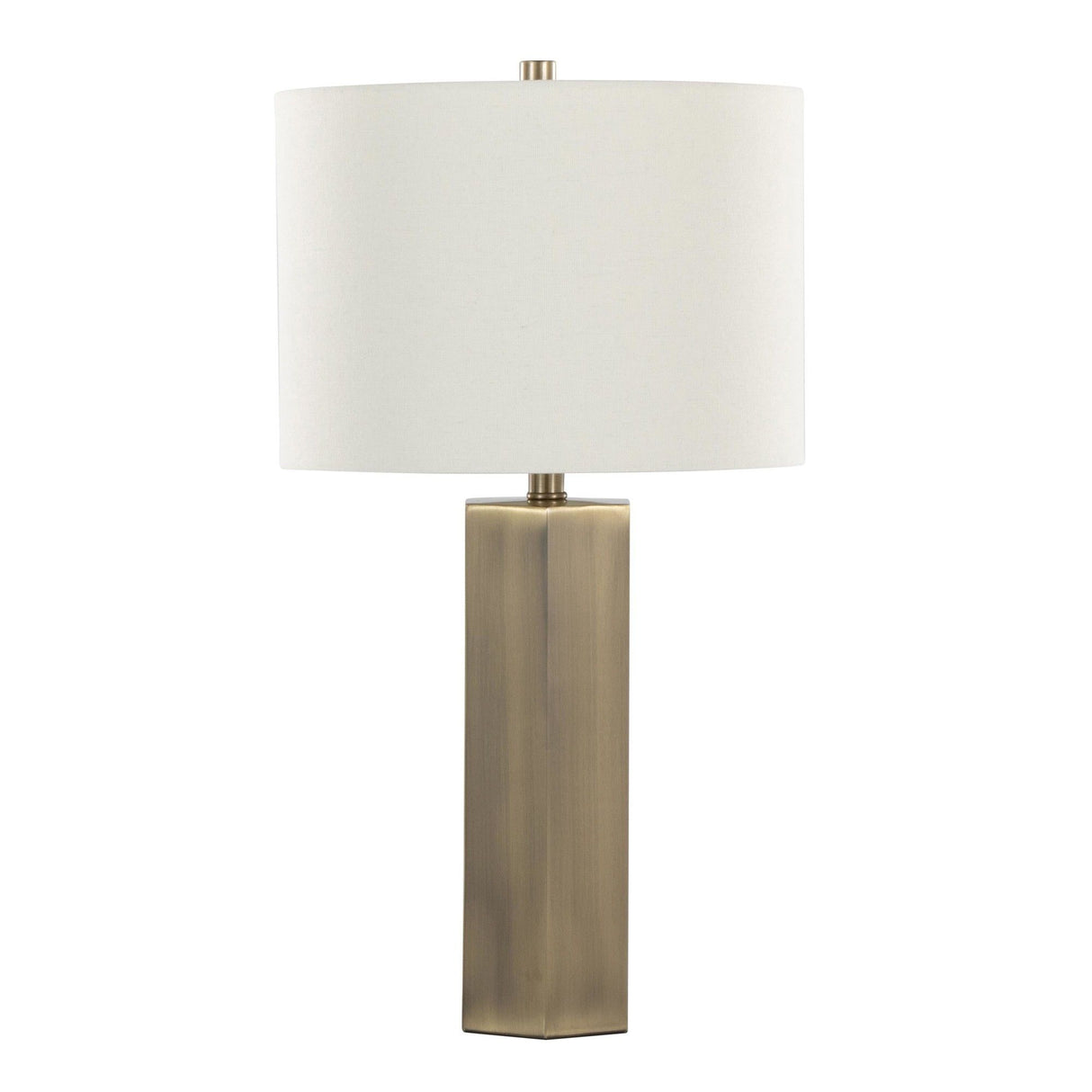 Huit - 26" Metal Table Lamp (Set of 2) - Antique Brass And White Linen