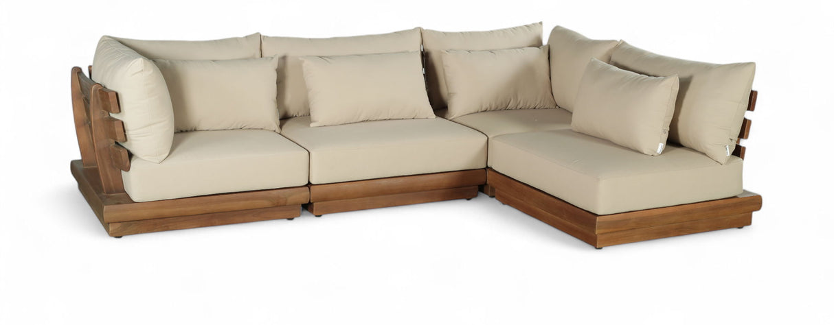 Mirella - 4 Piece Water Resistant Fabric Outdoor Patio Modular Sectional