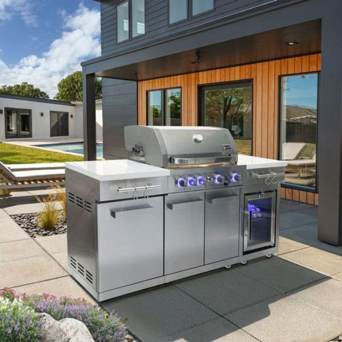 Mont Alpi Compact Series 6 Ft Natural Gas Outdoor Kitchen Island in Stainless Steel - MA-957RS