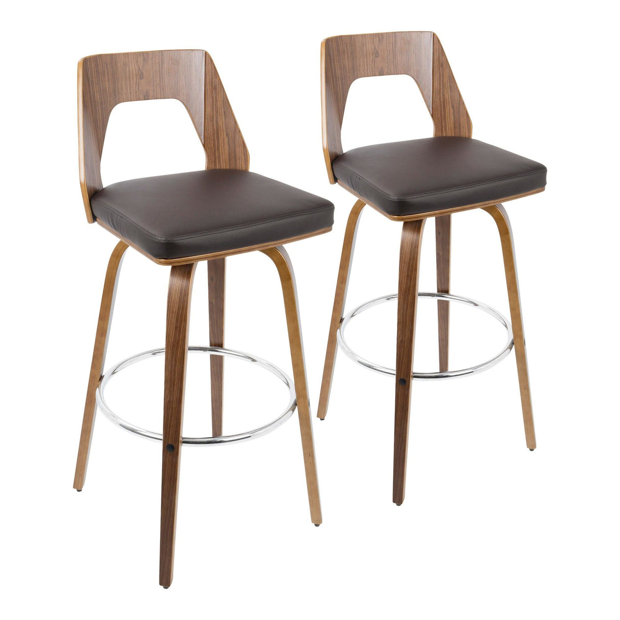 Trilogy - Barstool (Set of 2) - Walnut And Brown Faux Leather