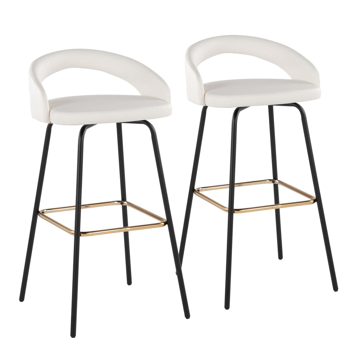Grotto - Upholstered Fixed-Height Barstool - Black Metal