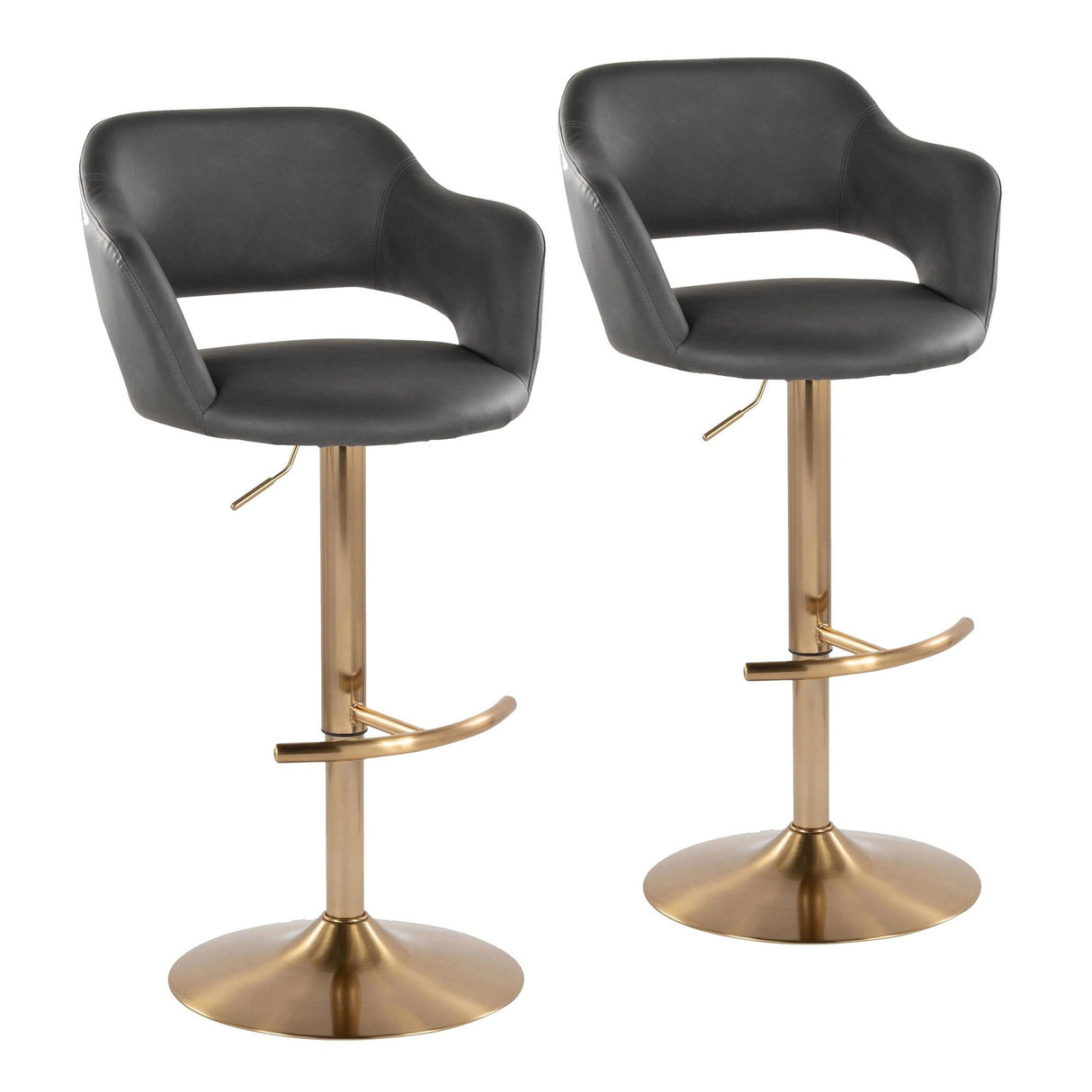 Margarite - Adjustable Barstool (Set of 2) - Gold Metal