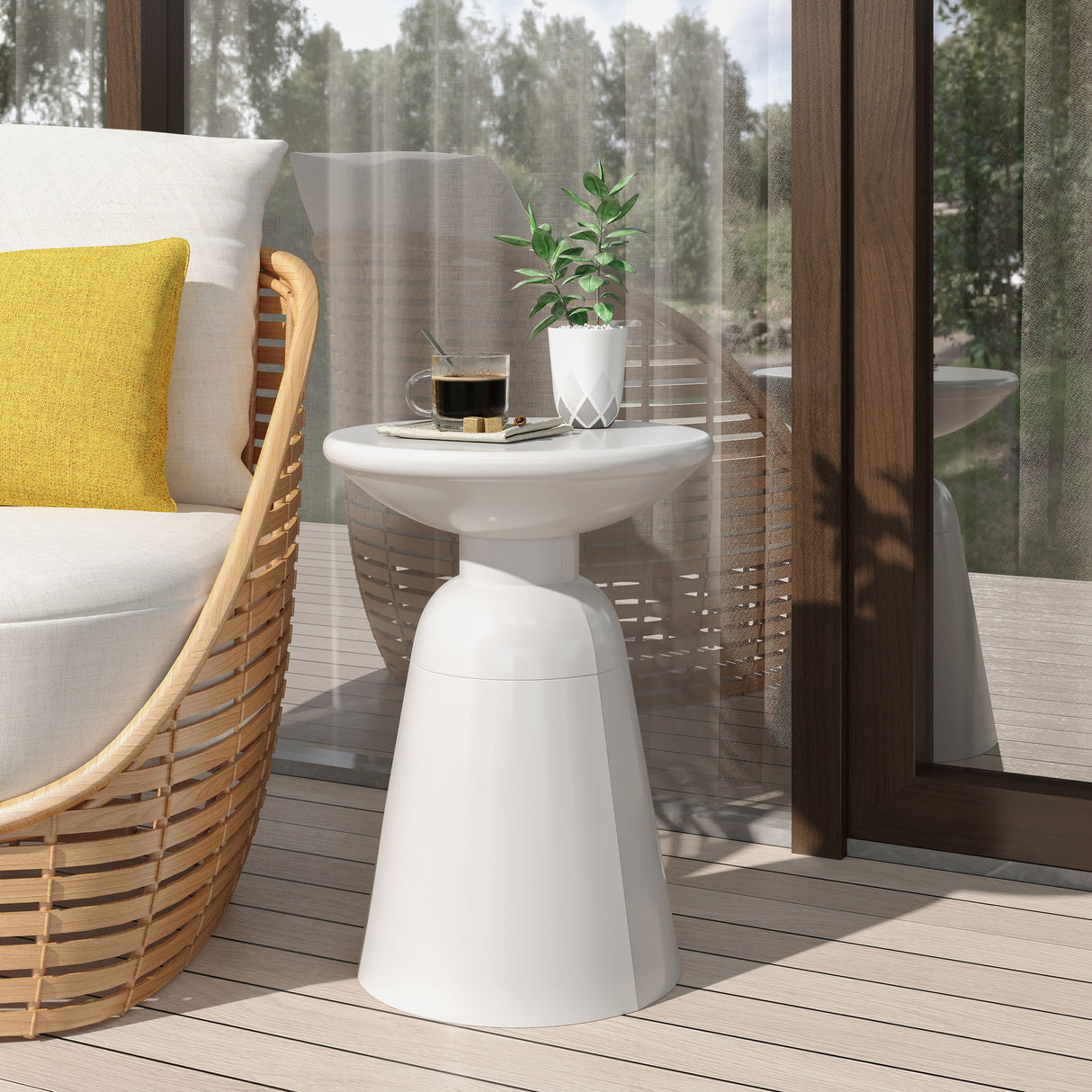 Outdoor Modern Metal End Large Table