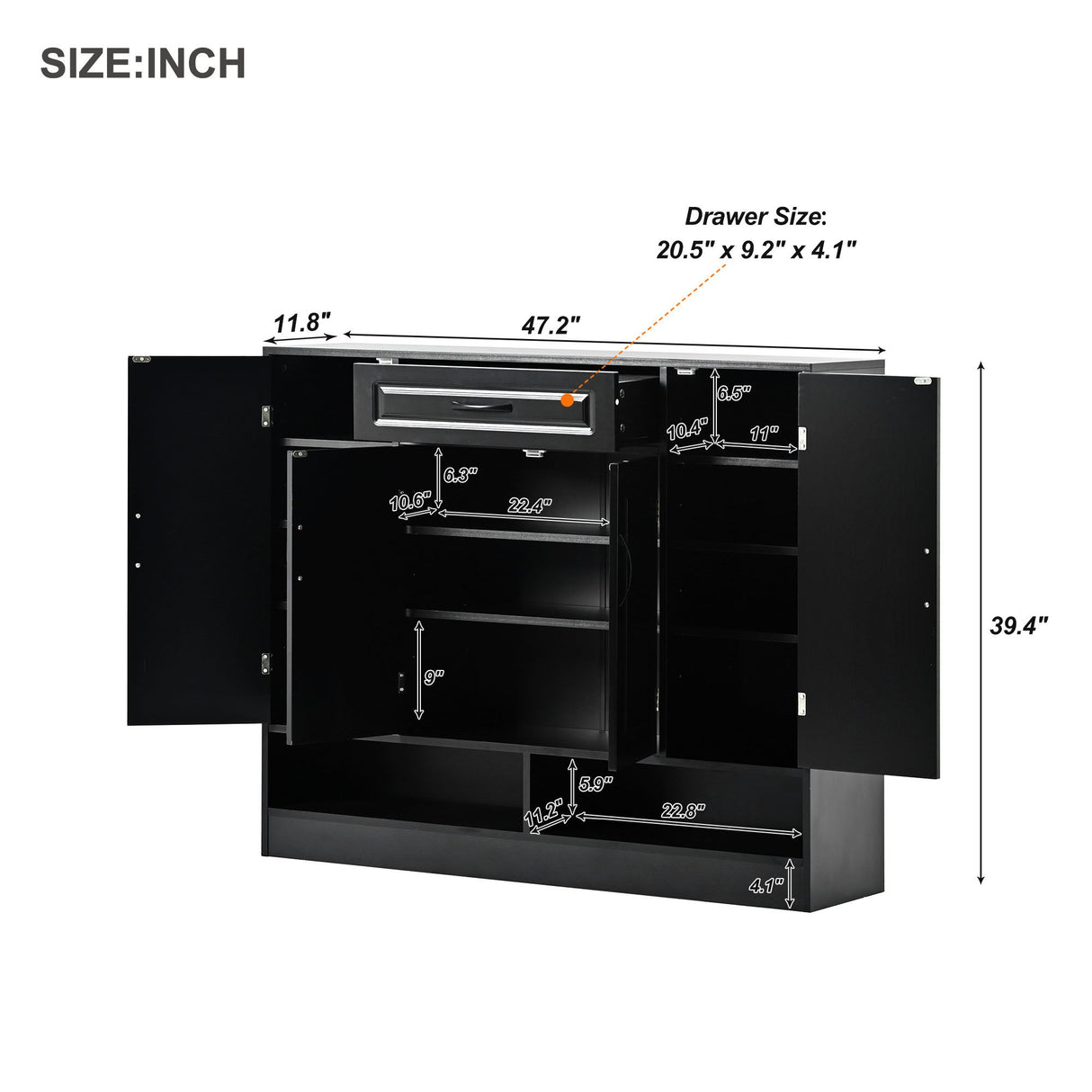 Sleek And Modern Shoe Cabinet With Adjustable Shelves, Space Saving Design
