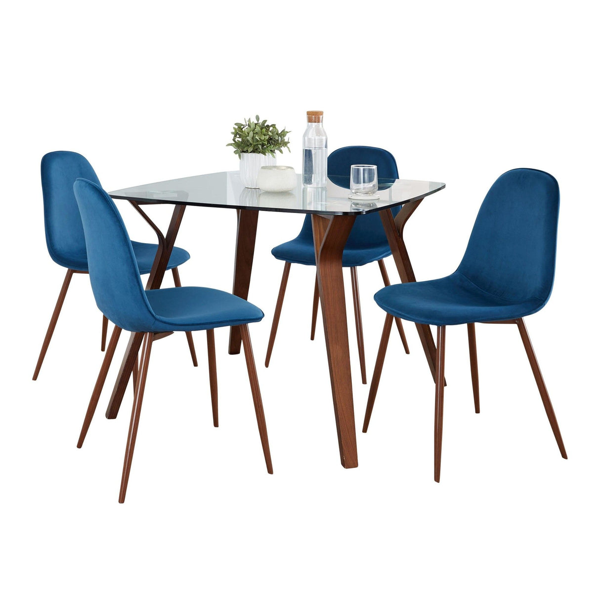 Folia - Square Pebble 5 Piece Dining Set - Blue