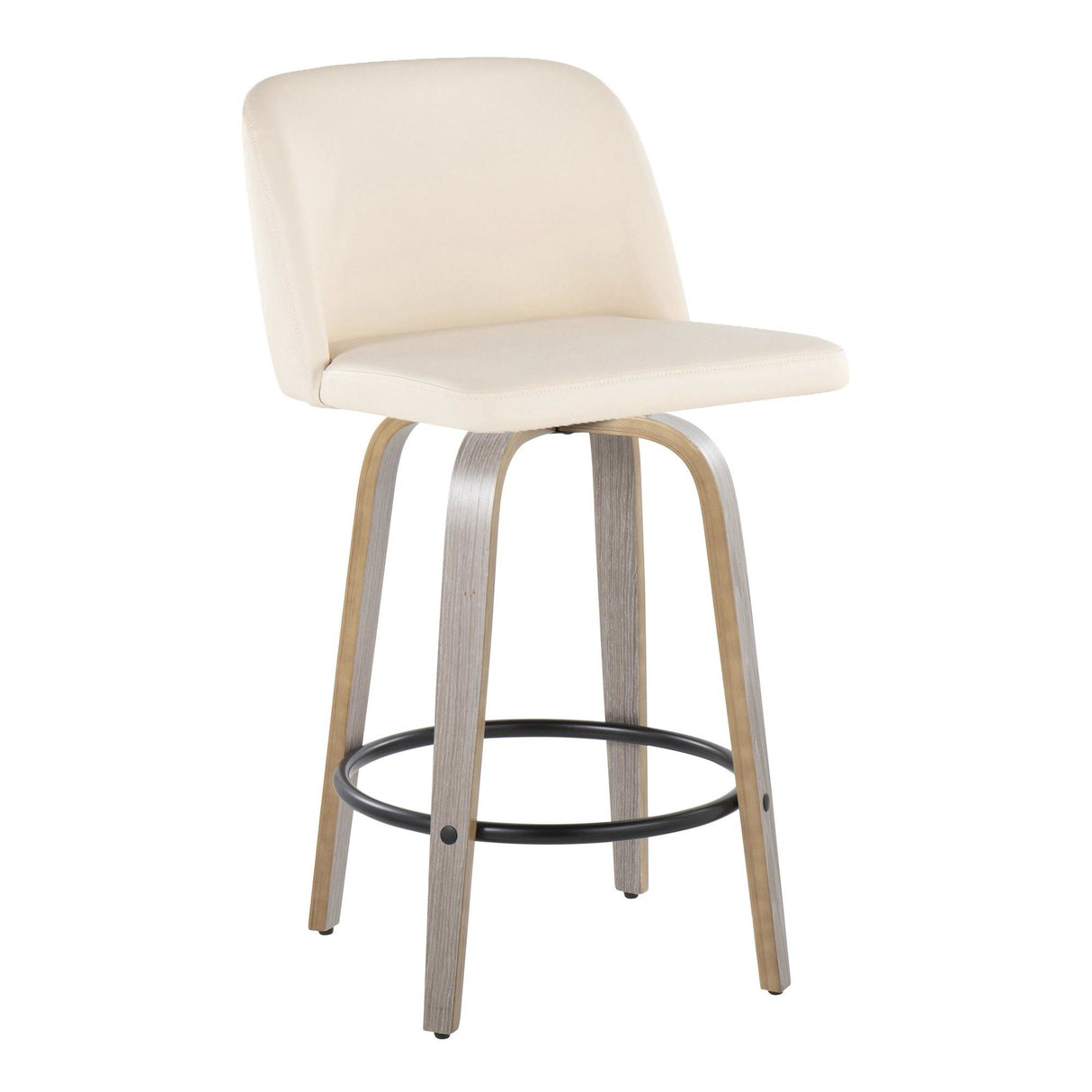 Toriano - 26" Fixed-Height Counter Stool (Set of 2) - Gray & Black Round Base