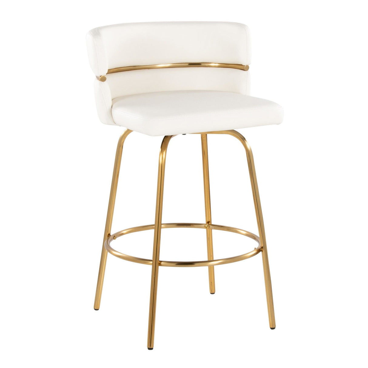 Cinch - 26" Fixed-Height Counter Stool With Swivel - Gold Metal Base (Set of 2)