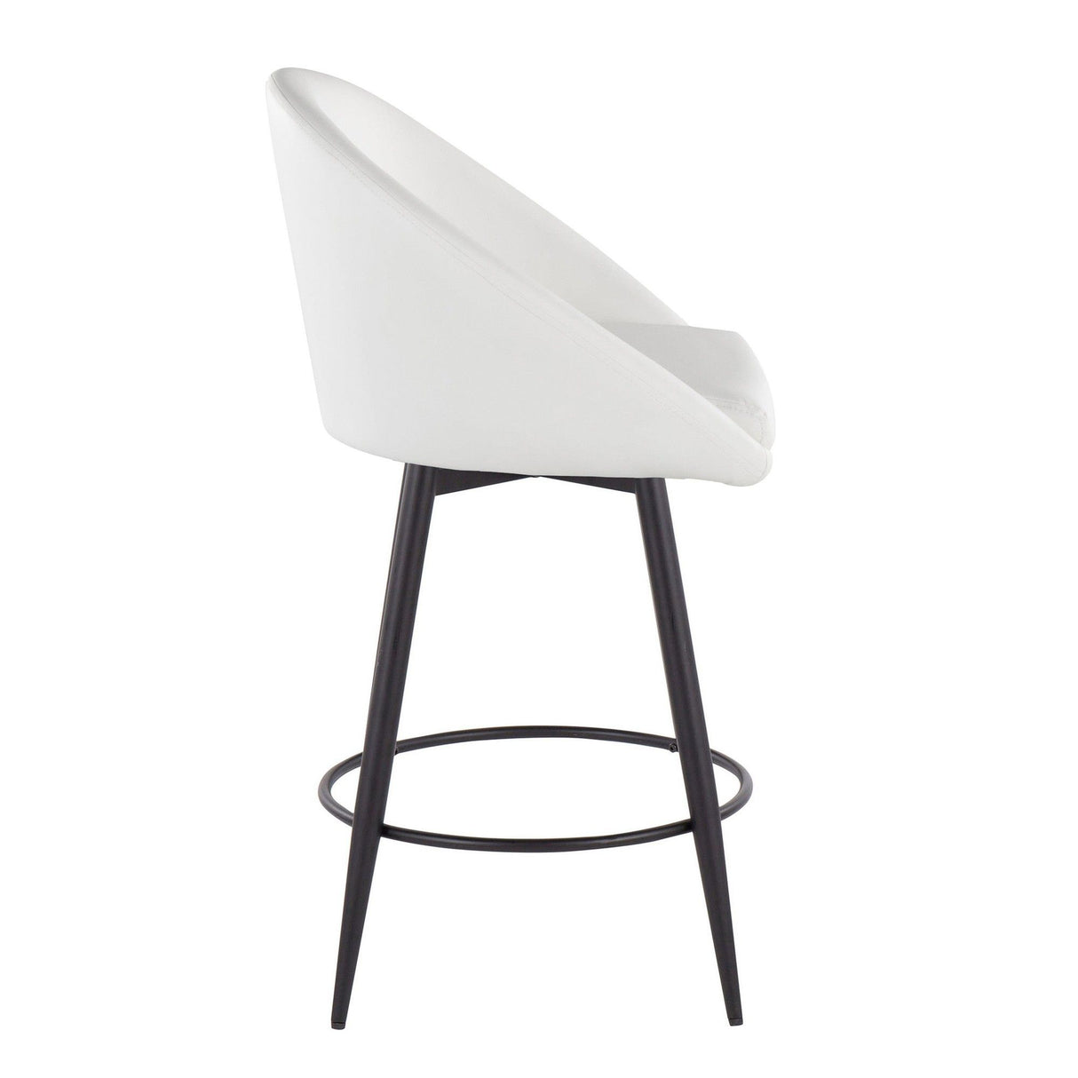 Matisse - 26" Highback Fixed-Height Counter Stool With Swivel And Round Black Metal Footrest (Set of 2) - Black Metal