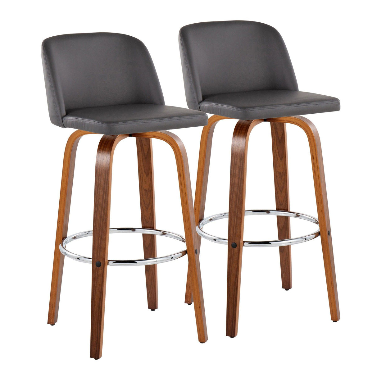 Toriano - 30" Fixed-Height Barstool (Set of 2) - Dark Brown And Dark Gray