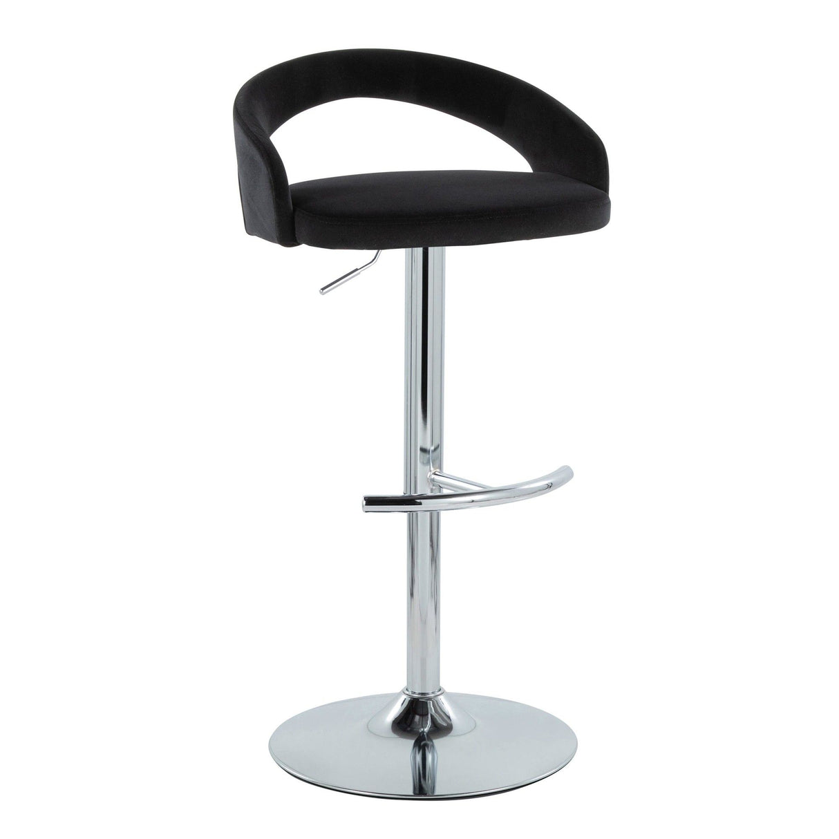 Grotto - Upholstered Adjustable Barstool - Chrome Metal Base