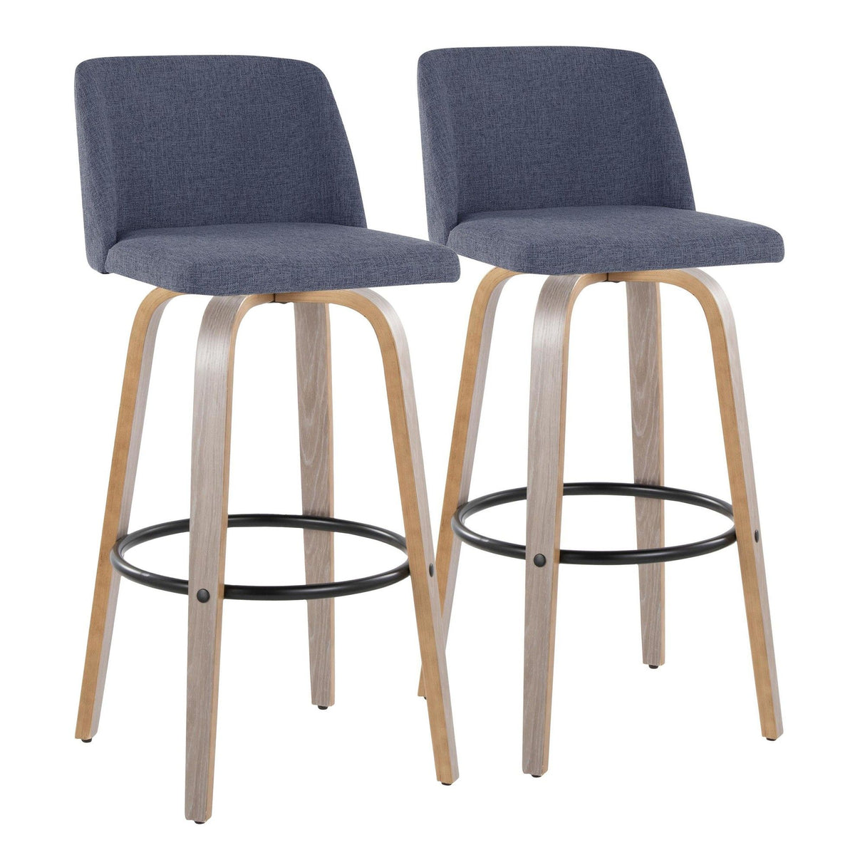 Toriano - 30" Fixed-Height Fabric Barstool (Set of 2)