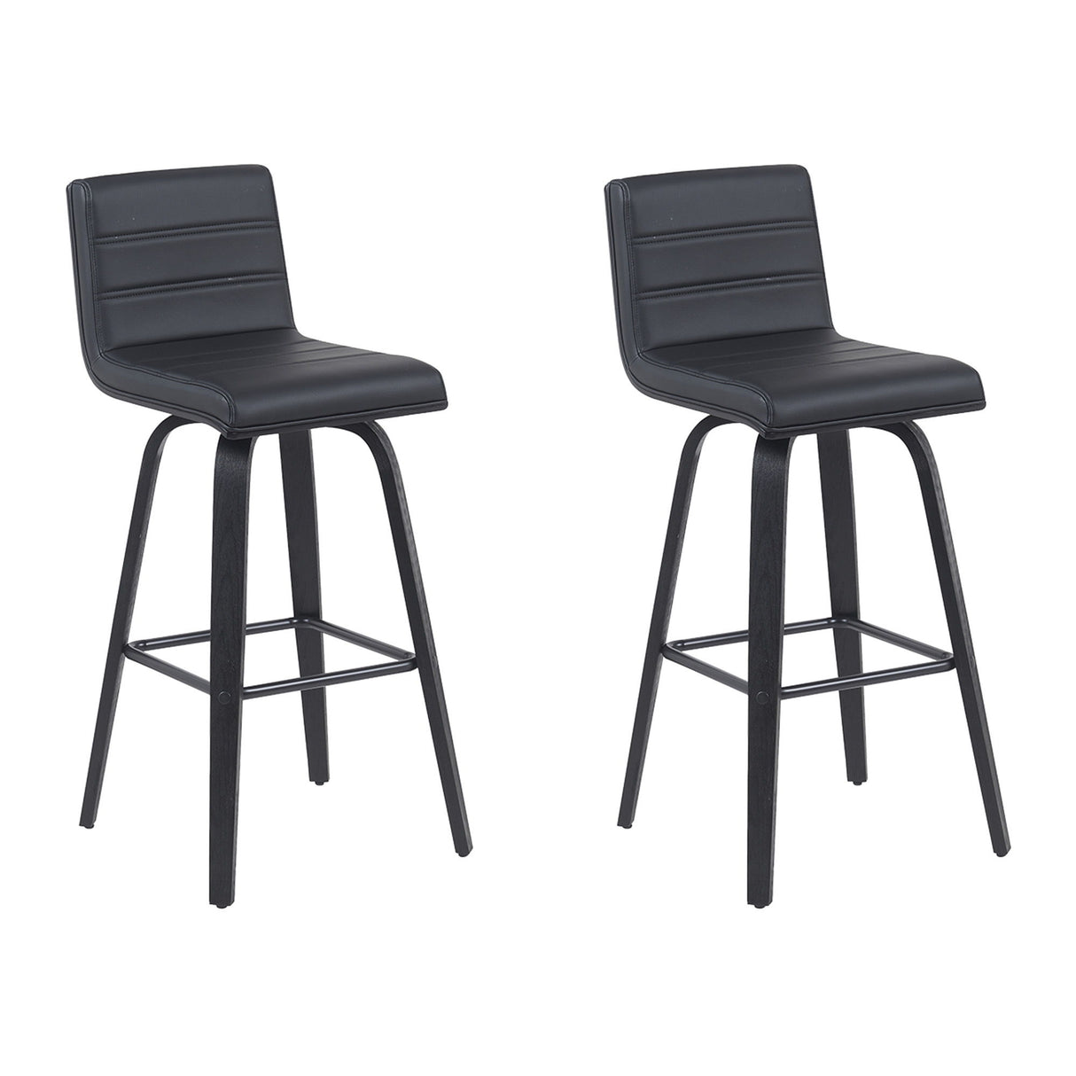 Vienna - Modern Swivel Bar Height Stool - Black Brushed Wood Frame
