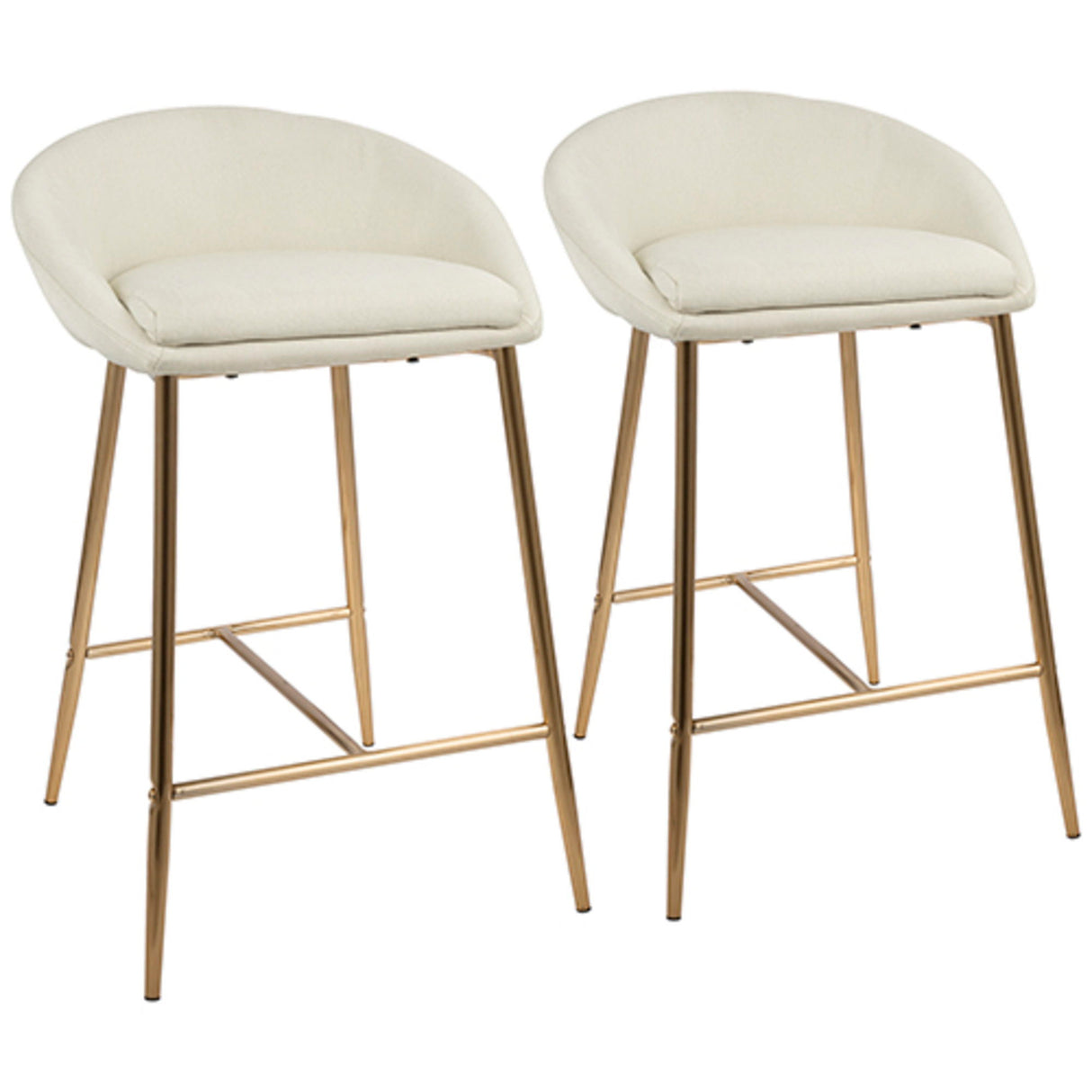 Matisse - Glam 26" Counter Stool (Set of 2) - Gold Frame And Cream Fabric