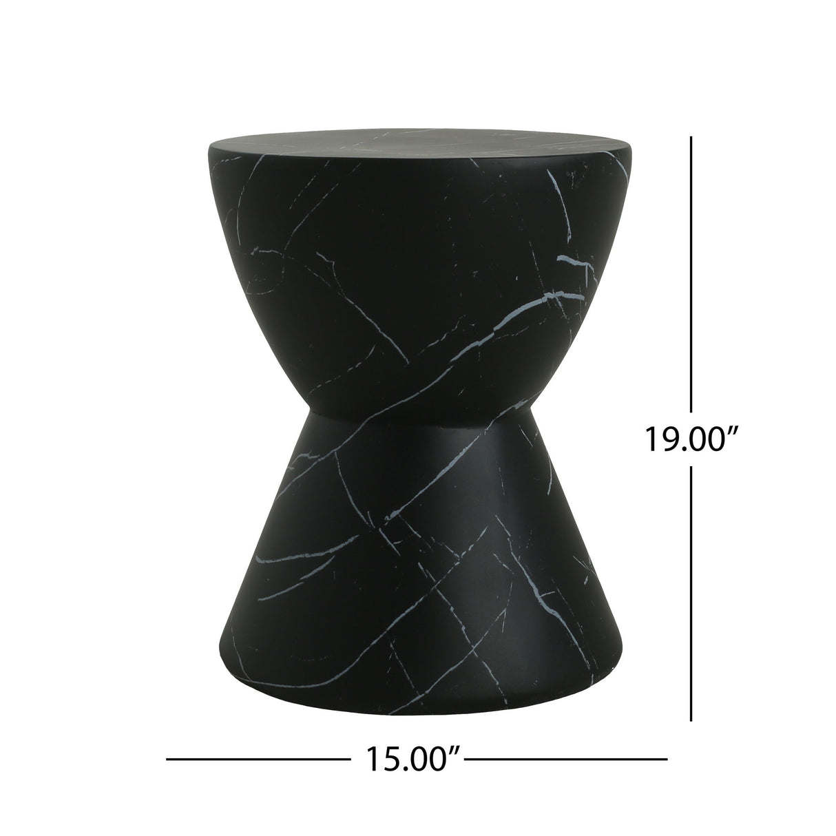 Outdoor Lightweight Concrete Side / End Table, Living Room Accent Table - Black Marble