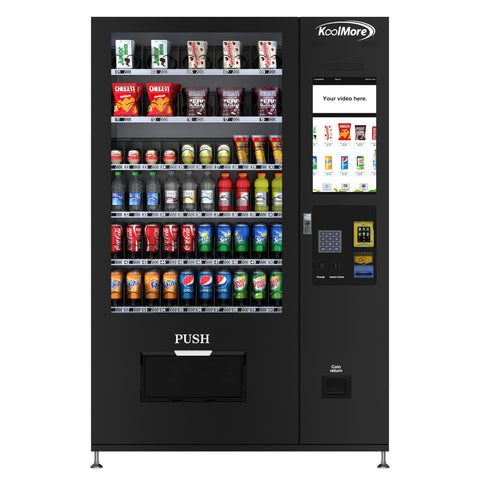 Refrigerated Snack and Drink Vending Machine with 60 Slots and 22 Inch Touch Screen with CC Reader and Coin/Bill Acceptor in Black (KM-VMRT-50-BCR)