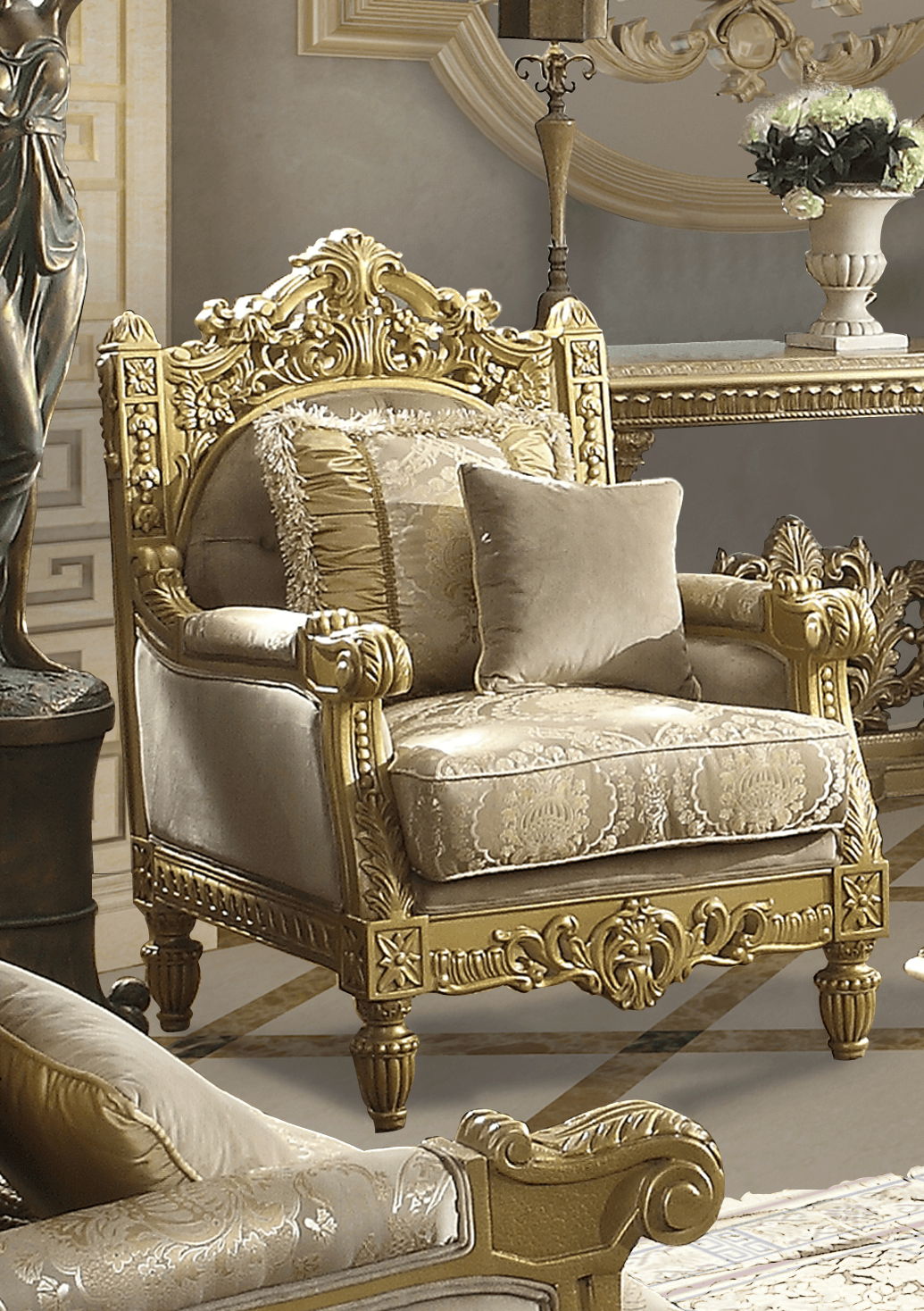 HD-2659 - 3 Piece Sofa Set - Metallic Gold