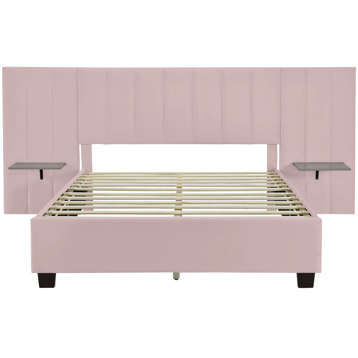 Upholstered Platform Bed With Big Headboard