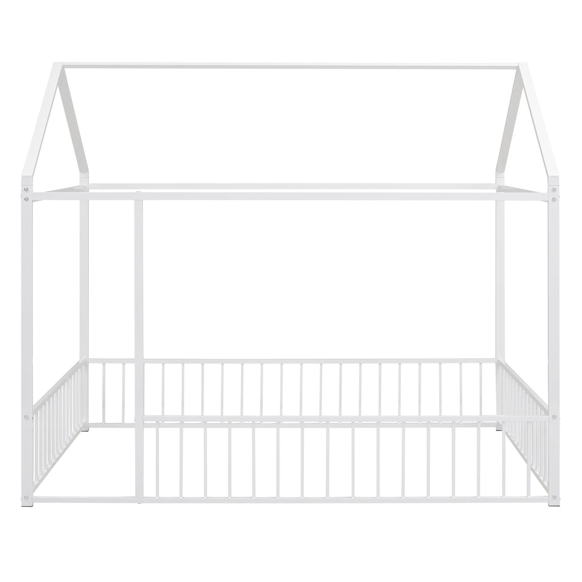 Metal Bed House Bed Frame With Fence