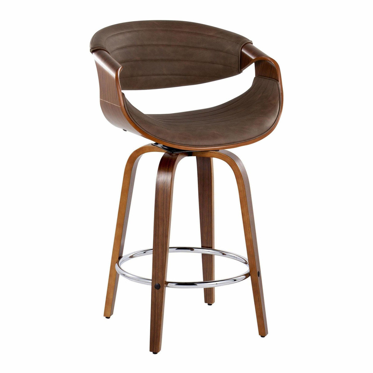 Symphony - 26" Fixed-Height Counter Stool (Set of 2) - Chrome & Walnut Base