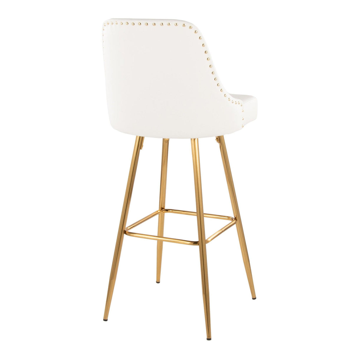 Studded - Marcel Fixed-Height Barstool (Set of 2) - Gold Metal
