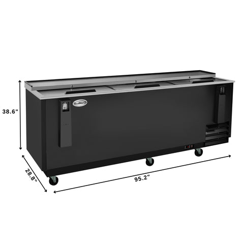 95 in. Commercial Bottle Cooler in Black with Built-In Opener, ETL Listed, 30 cu. ft. (KM-BOC95-BK)