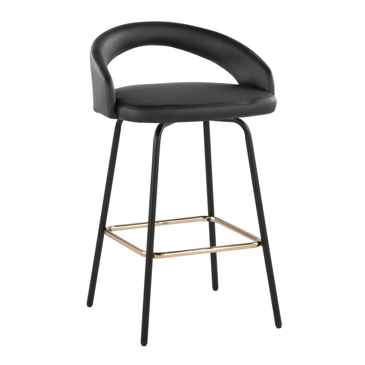 Grotto - Upholstered Fixed-Height Counter Stool - Black Metal