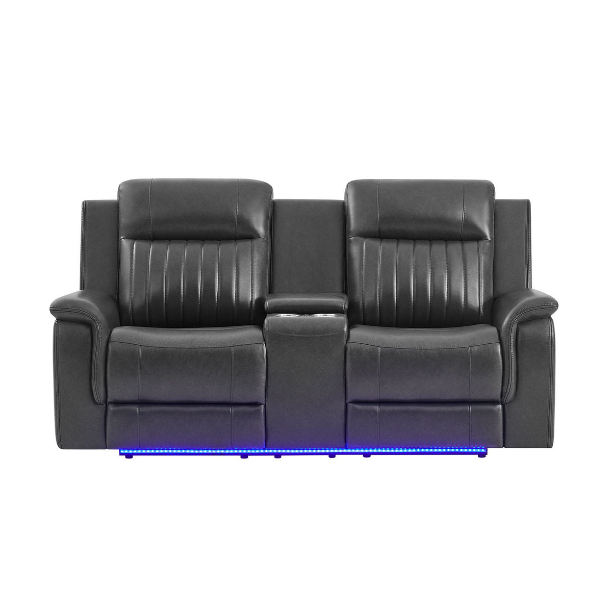 Ian - Power Reclining Sofa With LED Lighting, Surround Sound & Subwoofer - Charcoal